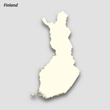 3d isometric map of Finland isolated with shadow. Paper card style vector illustration