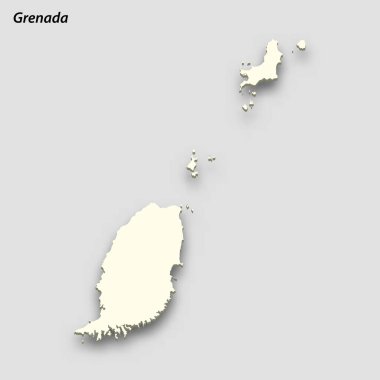 3d isometric map of Grenada isolated with shadow. Paper card style vector illustration
