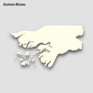 3d isometric map of Guinea-Bissau isolated with shadow. Paper card style vector illustration