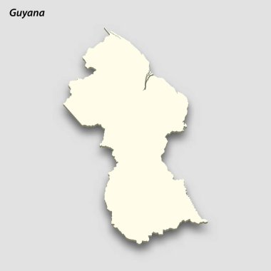 3d isometric map of Guyana isolated with shadow. Paper card style vector illustration