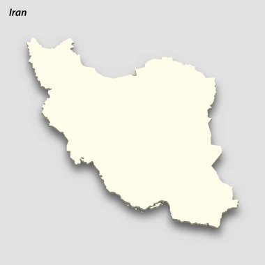 3d isometric map of Iran isolated with shadow. Paper card style vector illustration
