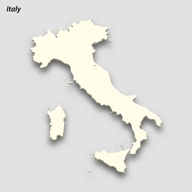 3d isometric map of Italy isolated with shadow. Paper card style vector illustration