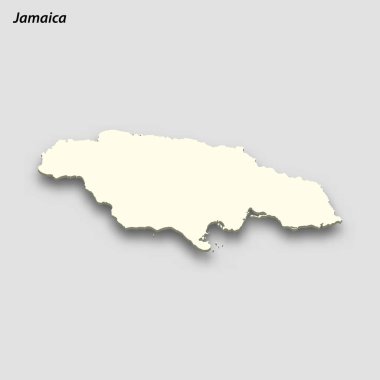 3d isometric map of Jamaica isolated with shadow. Paper card style vector illustration
