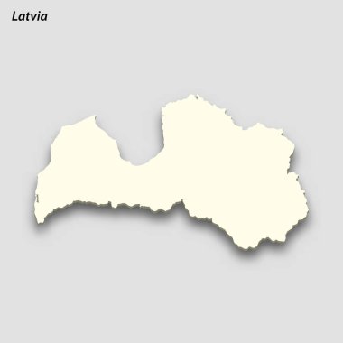 3d isometric map of Latvia isolated with shadow. Paper card style vector illustration