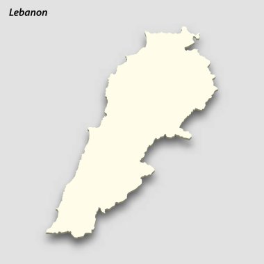 3d isometric map of Lebanon isolated with shadow. Paper card style vector illustration