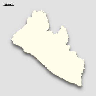3d isometric map of Liberia isolated with shadow. Paper card style vector illustration