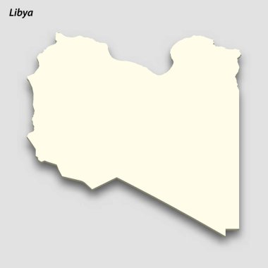 3d isometric map of Libya isolated with shadow. Paper card style vector illustration
