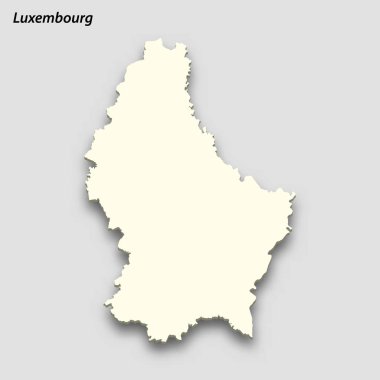 3d isometric map of Luxembourg isolated with shadow. Paper card style vector illustration