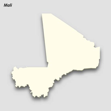 3d isometric map of Mali isolated with shadow. Paper card style vector illustration