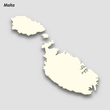 3d isometric map of Malta isolated with shadow. Paper card style vector illustration