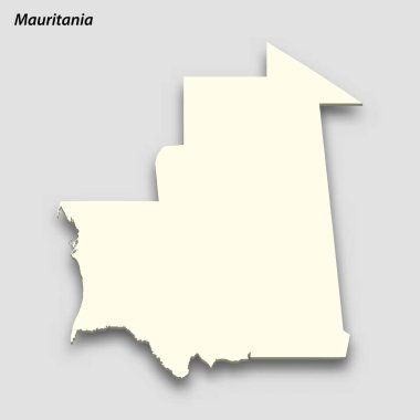 3d isometric map of Mauritania isolated with shadow. Paper card style vector illustration