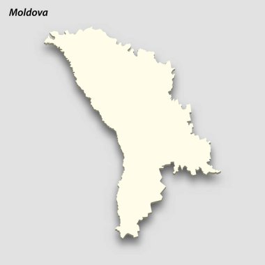 3d isometric map of Moldova isolated with shadow. Paper card style vector illustration