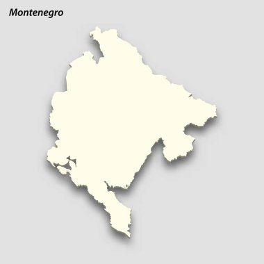 3d isometric map of Montenegro isolated with shadow. Paper card style vector illustration