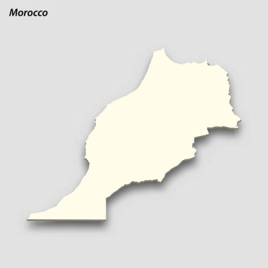 3d isometric map of Morocco isolated with shadow. Paper card style vector illustration
