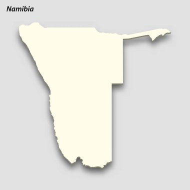 3d isometric map of Namibia isolated with shadow. Paper card style vector illustration