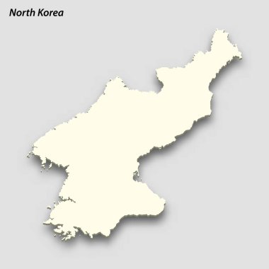 3d isometric map of North Korea isolated with shadow. Paper card style vector illustration