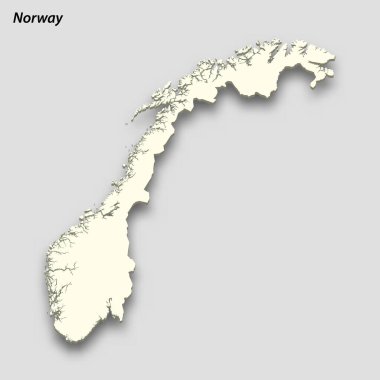 3d isometric map of Norway isolated with shadow. Paper card style vector illustration