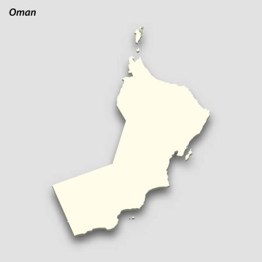 3d isometric map of Oman isolated with shadow. Paper card style vector illustration