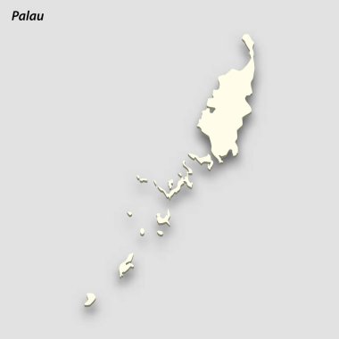 3d isometric map of Palau isolated with shadow. Paper card style vector illustration