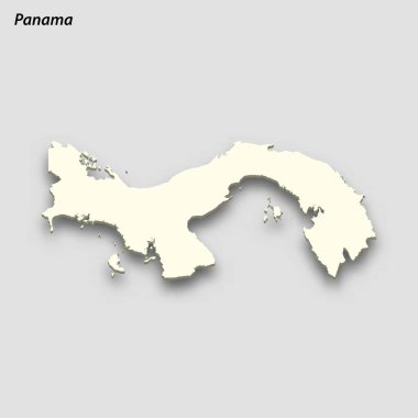 3d isometric map of Panama isolated with shadow. Paper card style vector illustration