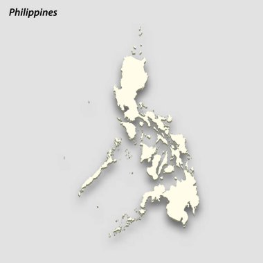 3d isometric map of Philippines isolated with shadow. Paper card style vector illustration