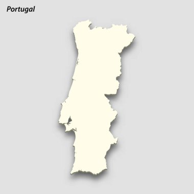 3d isometric map of Portugal isolated with shadow. Paper card style vector illustration
