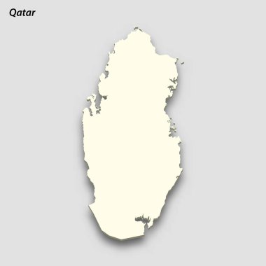 3d isometric map of Qatar isolated with shadow. Paper card style vector illustration