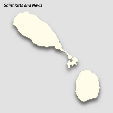 3d isometric map of Saint Kitts and Nevis isolated with shadow. Paper card style vector illustration