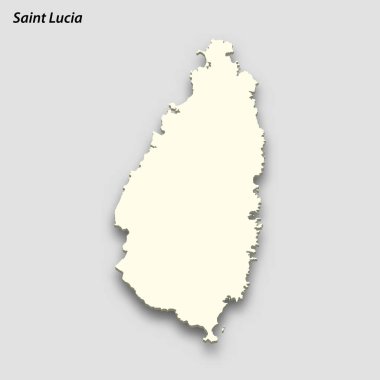3d isometric map of Saint Lucia isolated with shadow. Paper card style vector illustration