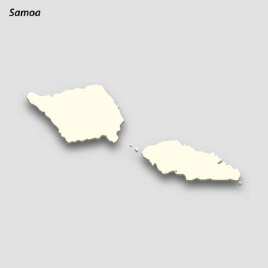 3d isometric map of Samoa isolated with shadow. Paper card style vector illustration