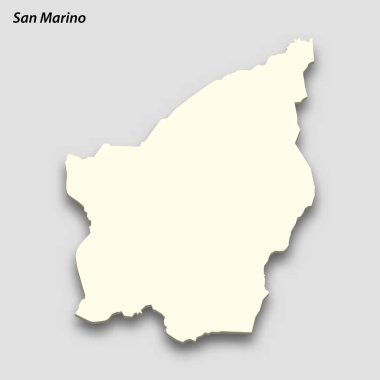 3d isometric map of San Marino isolated with shadow. Paper card style vector illustration