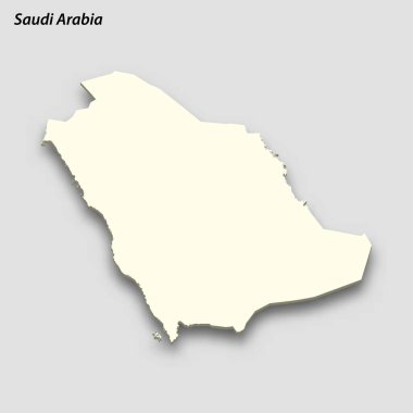 3d isometric map of Saudi Arabia isolated with shadow. Paper card style vector illustration