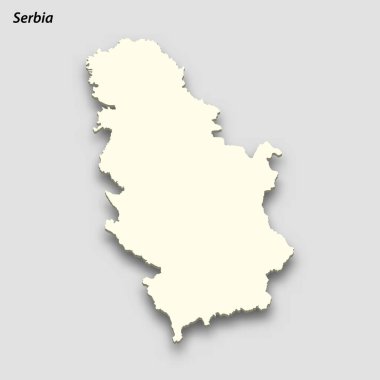 3d isometric map of Serbia isolated with shadow. Paper card style vector illustration