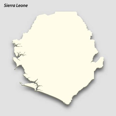 3d isometric map of Sierra Leone isolated with shadow. Paper card style vector illustration