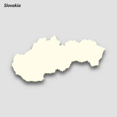 3d isometric map of Slovakia isolated with shadow. Paper card style vector illustration