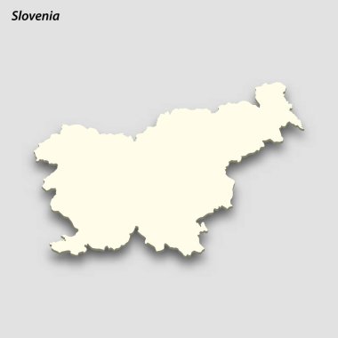 3d isometric map of Slovenia isolated with shadow. Paper card style vector illustration