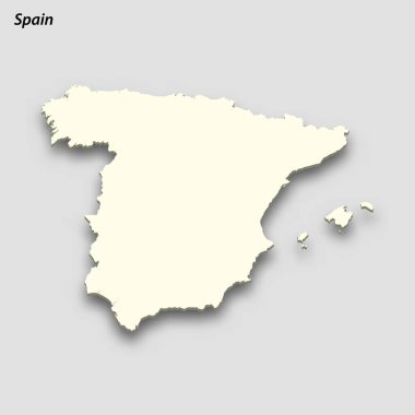 3d isometric map of Spain isolated with shadow. Paper card style vector illustration