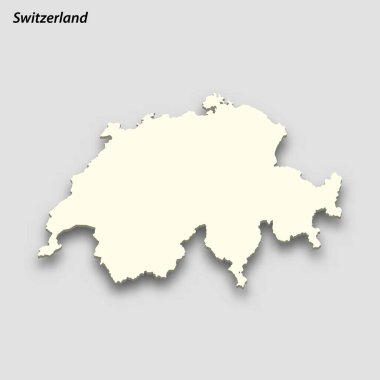 3d isometric map of Switzerland isolated with shadow. Paper card style vector illustration