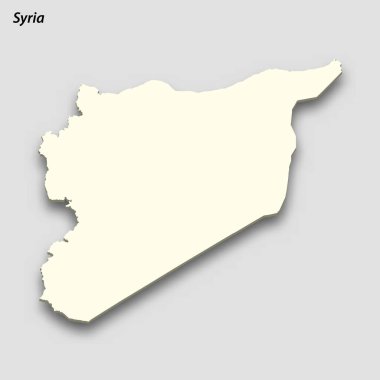 3d isometric map of Syria isolated with shadow. Paper card style vector illustration
