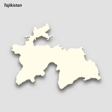 3d isometric map of Tajikistan isolated with shadow. Paper card style vector illustration