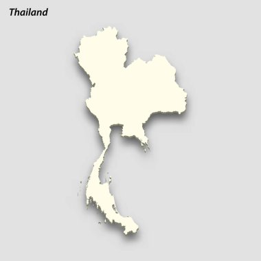 3d isometric map of Thailand isolated with shadow. Paper card style vector illustration