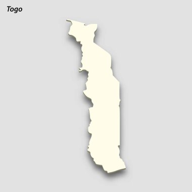 3d isometric map of Togo isolated with shadow. Paper card style vector illustration