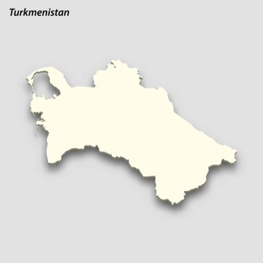 3d isometric map of Turkmenistan isolated with shadow. Paper card style vector illustration