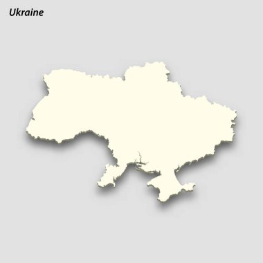 3d isometric map of Ukraine isolated with shadow. Paper card style vector illustration