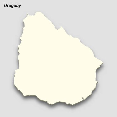 3d isometric map of Uruguay isolated with shadow. Paper card style vector illustration