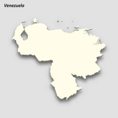 3d isometric map of Venezuela isolated with shadow. Paper card style vector illustration