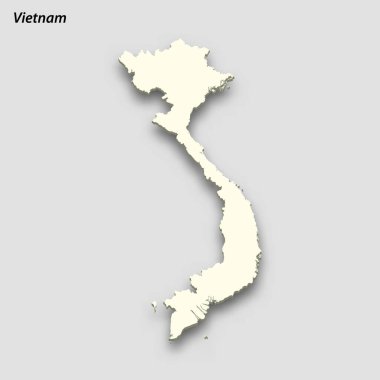 3d isometric map of Vietnam isolated with shadow. Paper card style vector illustration