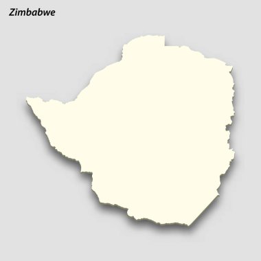 3d isometric map of Zimbabwe isolated with shadow. Paper card style vector illustration