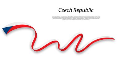 Waving ribbon or banner with flag of Czech Republic . Template for independence day poster design