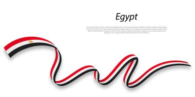 Waving ribbon or banner with flag of Egypt . Template for independence day poster design
